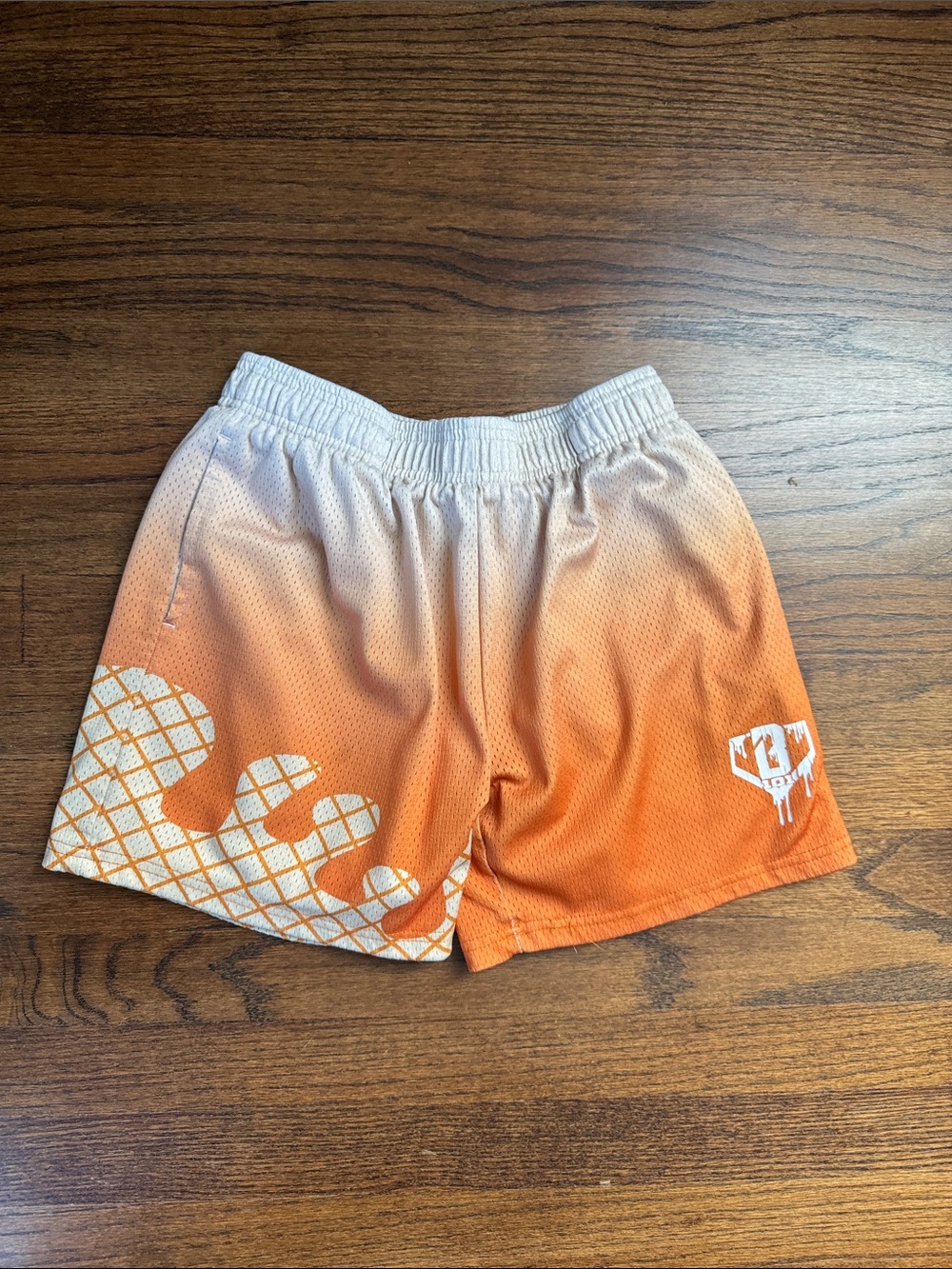 Baseball Lifestyle 101 Kids Orange Ombre Athletic Shorts with Graphic Accent